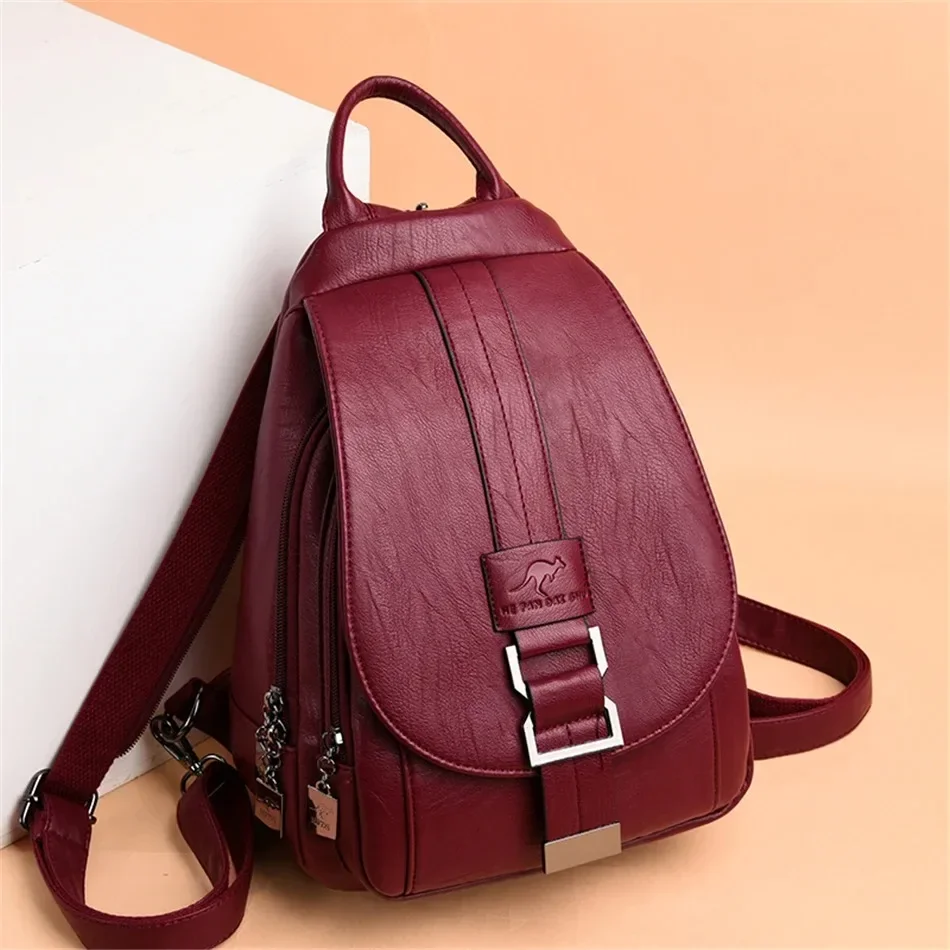 School Backpack Teen - Mochilas femininas multifuncionais de couro, mochila