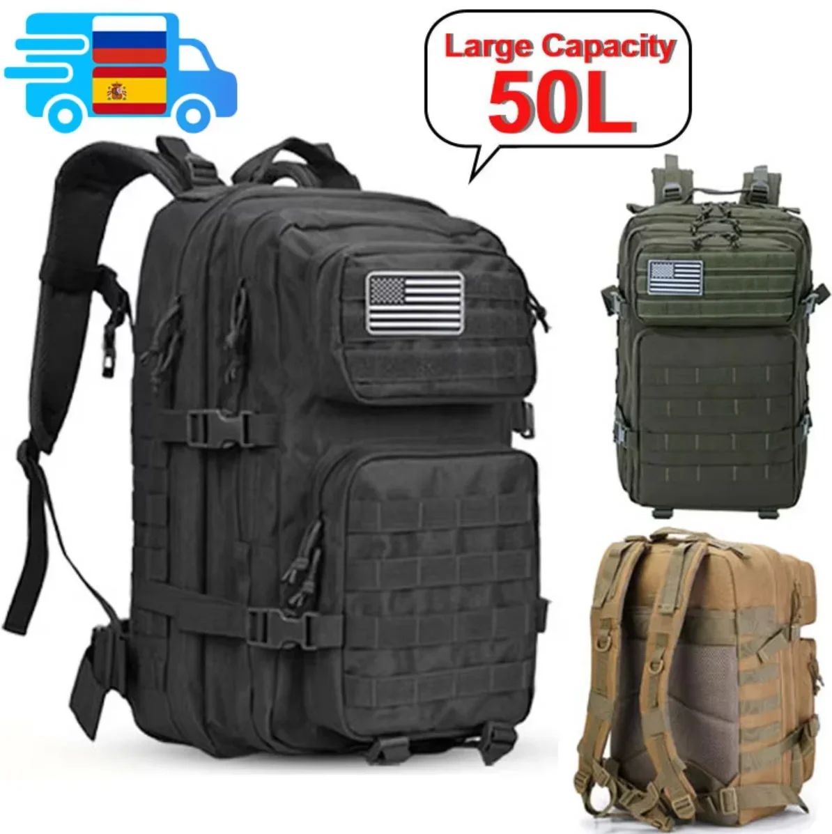 Mochila Tática 2Q-50L para Hom - Rucksack Military Style avaliação e preço