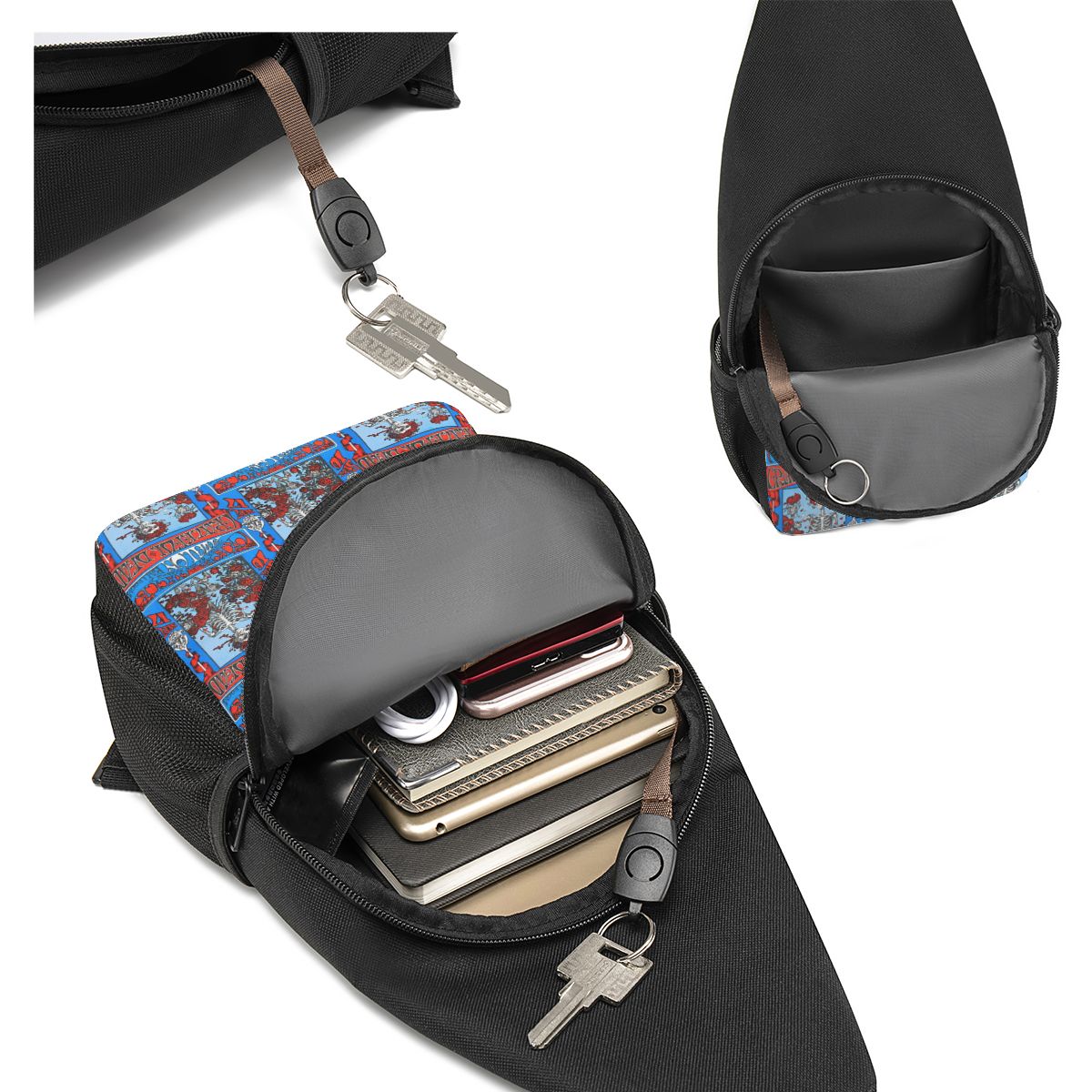 Grateful Dead Rock Band Chest  - Sling Backpack Shoulder avaliação e preço